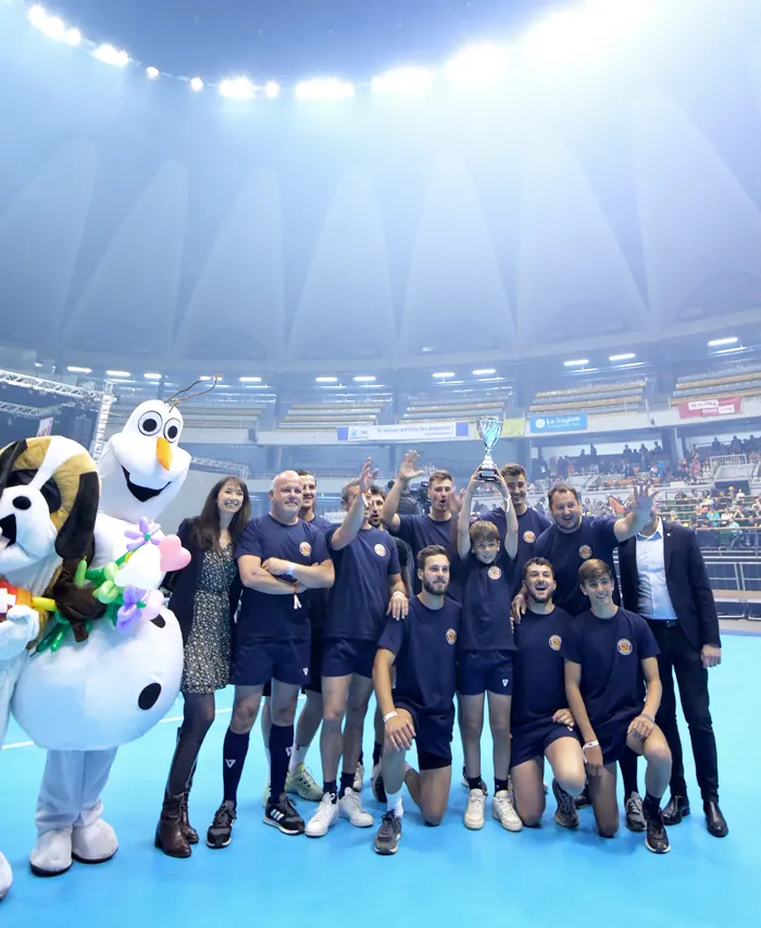 Équipe sportive dans un stade